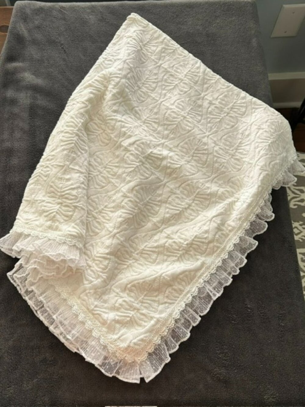 Knitspiration Brand White Cotton Baby Blanket